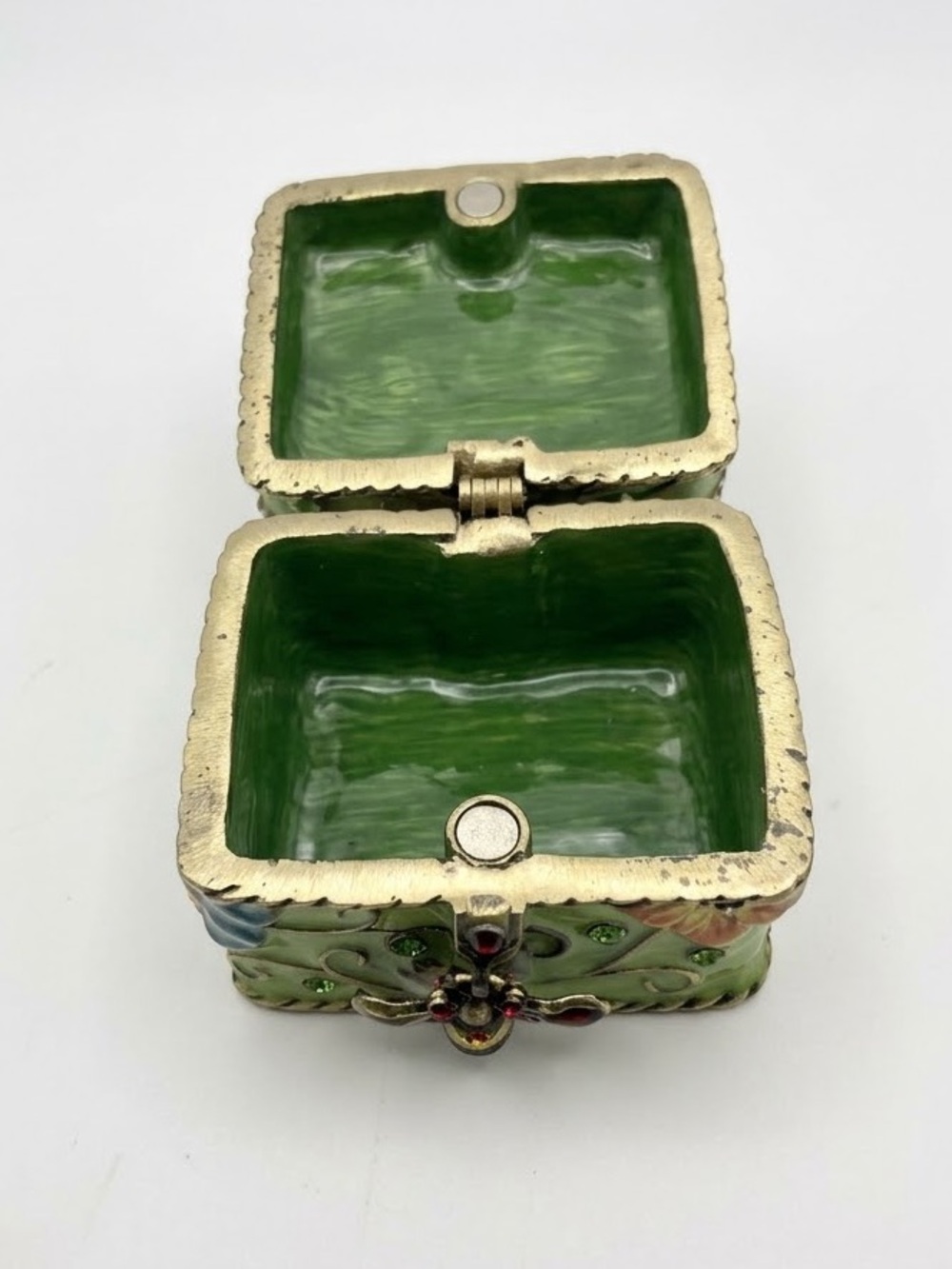 Square Honey Bee Jeweled Enameled Trinket Boxes - Picture 4 of 7
